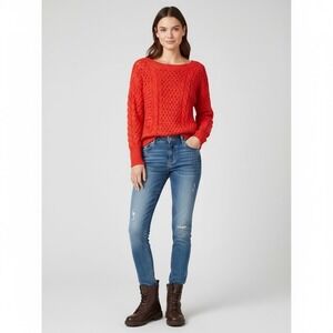 Hazel Cable Knit Sweater XS Rust Orange Red Fisherman Oversized Knit Cottage Fal